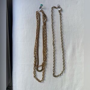 2 pc Elegant Gold Chain Necklace Set